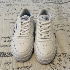 White Blue Leather Shoes, Reebok Club C Revenge, Size 8.5
